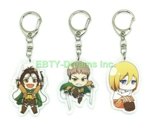 Set of 3 Attack On Titan Anime Acrylic Keychain Krista Historia, Jean, Hange Zoe - Picture 1 of 2