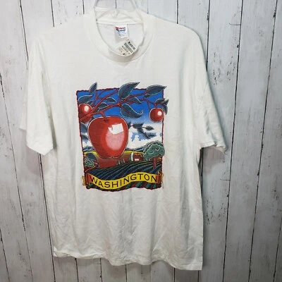 Vintage Deadstock NWT Washington Apple T-shirt Hanes Single Stitch Size XL - Imagem 1 de 4
