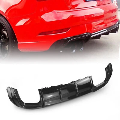 1 pieza difusor de parachoques trasero barbilla labial 4 salidas para Audi A3 sedán 2017-2019 negro SN Foto 1 de 4