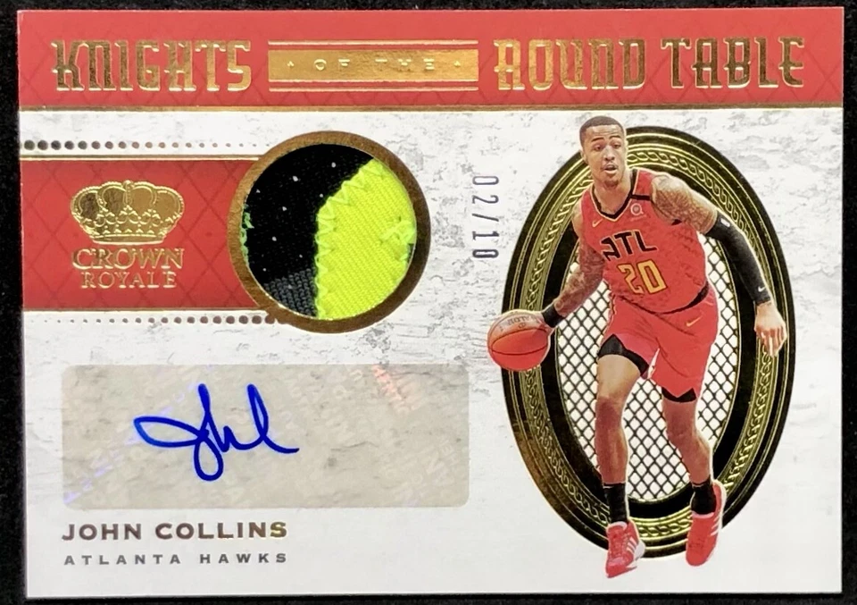 JOHN COLLINS 20-21 Panini Crown Royale KNIGHTS OF THE ROUND TABLE PATCH AUTO /10 - Image 1 of 1