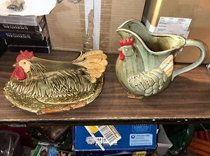 Chicken picture and platter. Not that old excellent condition. - Picture 1 of 11