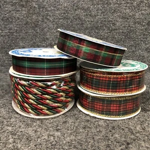Lot Of 50 Yards Vintage Christmas Ribbon (2) 1” Wired (2) 7/8” (1) Cord 10yds Ea - Picture 1 of 8