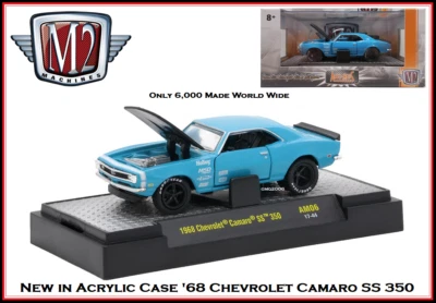 Novo M2 1/64 carro fundido 68 Chevrolet Camaro SS 350 em uma vitrine de acrílico  - Imagem 1 de 4