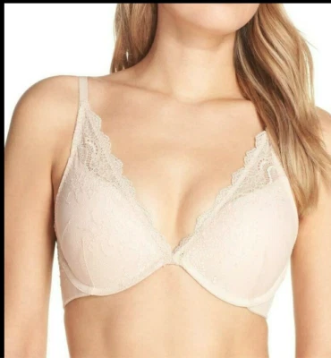 Spanx'Undie-tectable' Push-Up Plunge Underwire Bra Creme Blush 30030R Sz.32D - Image 1 of 4