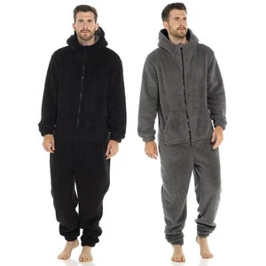 A2Z Mens Hooded A2Z Onesie One Piece Snuggle Warm Fleece Soft Hooded Jumpsuit - Picture 1 of 5