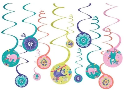 Amscan ленивец многоцветный вихрь украшения (12 шт.) - детский день рождения - Изображение 1 из 4