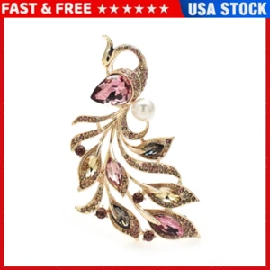 Fully Rhinestone Peacock Bird Brooch Crystal Big Pin Jewelry Fashions Hot Sale - Picture 1 of 11