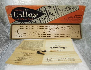 Vintage Cardinal's Wood CRIBBAGE with 2-Player Board & Instructions No. 62 - Picture 1 of 16