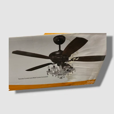 Craftmade Chrome Julianne White Fandelier Crystal Light Ceiling Fan 52" - Image 1 of 4