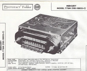 1957 MERCURY 77BM AM Car RADIO Photofact MANUAL Bendix FEK-18805-C Ford Lincoln - Picture 1 of 2
