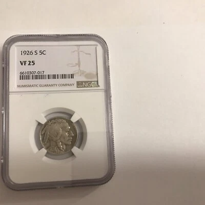 1926-S 5C NGC VF25 - Buffalo Nickel - Popular Key Date - Image 1 of 2