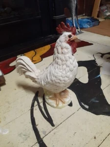 vintage Universal Statuary Chicken Rooster Resin Figure Farm White 12.5" x 11" - Picture 1 of 2