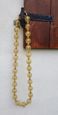 DOLCE & GABBANA Luxury Lucite Glitter Large Chunky Beaded Gold Tone D&G Necklace - Immagine 1 di 4