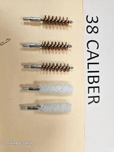38 KALIBER BRONZE PISTOLE BÜRSTE UND MOP KIT 3 BÜRSTEN UND 2 MOPPS 5-TEILIGES SET - Bild 1 von 5