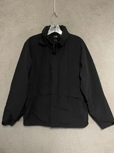 Uniqlo Mens Jacket Size Large black Hidden hood Full Zip Adult - Picture 1 of 5
