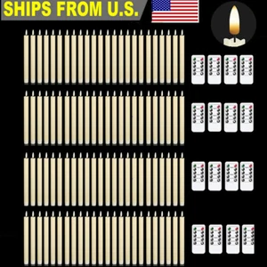 Battery Powered Flickering Flameless Taper LED Candles Light Remote Control - Picture 1 of 18