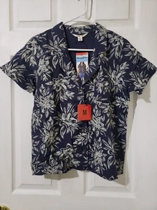 Hang Ten Women's Linen Blend Button Up Shirt, NWT, Size Medium, Navy, Floral - Picture 1 of 6