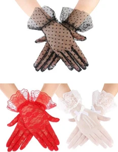 Lace Gloves Women Tea Party Gloves 1920s Bridal Short Lace Glove for Opera Prom - Picture 1 of 4