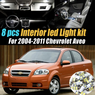 8Pc Super White Car Interior LED Light Bulb Kit for 2004-2011 Chevrolet Aveo - Image 1 of 4