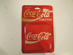 Vintage Coca Cola Coasters Plastic/Cork Set of Six 3-3/4" Square - Imagen 1 de 4