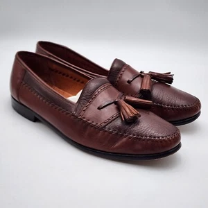 Brass Boot Mens Shoes Brown 11.5 Leather Loafers Tassel Slip On Dress Shoes - Picture 1 of 10