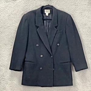 Nordstrom Oversized Long Double Breasted Blazer Size M Black Wool Blend Lined - Picture 1 of 11