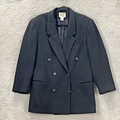 Blazer Nordstrom Grande Largo Doble Pecho Talla M Negro Mezcla Lana Forrado Foto 1 de 4