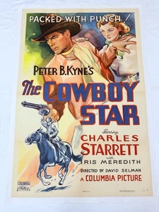 1936 The Cowboy Star Original 27x41 Filmplakat Charles Starrett Western Leinen - Bild 1 von 8