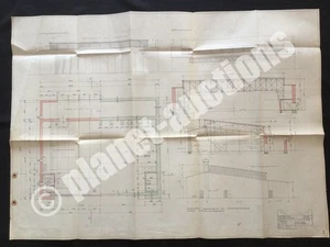 German WWII Manuscript Architectural Plan OT Luftwaffe Aircraft Hangar Austria - Picture 1 of 10