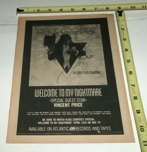 Álbum de colección Alice Cooper anuncio de anuncio 1975 Welcome My Nightmare raro horror #2 - Imagen 1 de 1