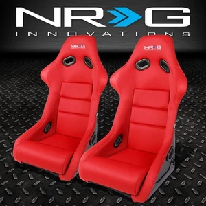 RED NRG FIBERGLASS/WOVEN FABRIC SPORTS SPECS BUCKET RACING SEAT+CUSHION - Bild 1 von 6