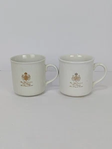 2 Gevalia Kaffe Coffee Mugs His Majesty King of Sweden White Gold Coat Of Arms - Picture 1 of 10
