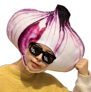 2023 Realistic Onion Head Mask Plush Vegetable Dress Up Hat for Halloween Chr... - Picture 1 of 6