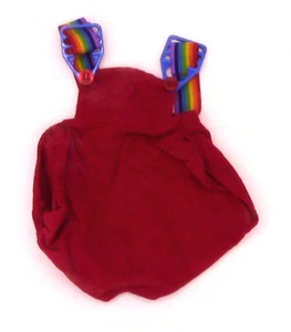 Pound Puppy OVERALLS für 18" Welpen Tonka 1985 rot mit Regenbogenriemen - Bild 1 von 5