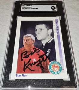 1992 Star Pics Bob Knight Auto SGC Authentic Indiana Hoosiers Bobby Knight - Picture 1 of 6