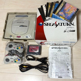 Sega Saturn Console HST-3220 w/ Box & Manual + Extended RAM Cartridge + Games JP