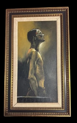 ARTIST CHARLES BRAGG ORIGINAL OIL ON CANVAS Male HARLEQUIN - Image 1 of 4