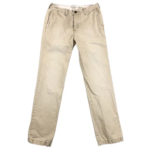 Vintage Abercrombie & Fitch Khaki Pants Tan Mens 32x34* Button-Fly Straight Leg - Picture 1 of 11