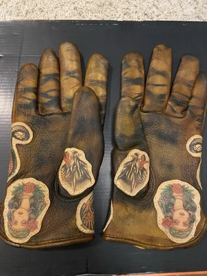 Guantes de cuero grandes Davranov American Drop con tatuajes de cuero americana Foto 1 de 4