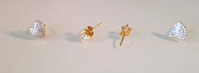 Giani Bernini oro 18k sobre plata de ley circonita cúbica corazones y tachuelas de 4 mm - 2 pares Foto 1 de 2