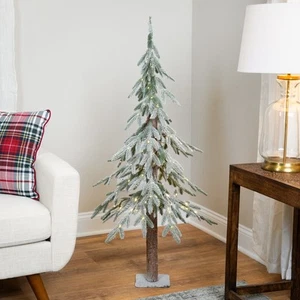 Northlight Pre-Lit Alpine Frosted Artificial Christmas Tree - 4' - Clear LED - Imagen 1 de 12
