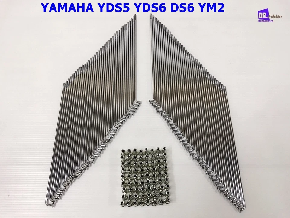 Fit YAMAHA YDS5 YDS6 DS6 YM2 FRONT & REAR  SPOKE SET CHROME 72Pcs.   #BI5598# - Image 1 of 4