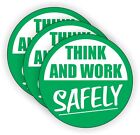 (3) Autocollants chapeau durs Think Work Safey | Autocollants de sécurité pour casque de construction