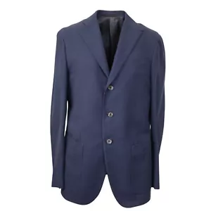 NWT CARUSO Navy Cotton Blend Single Breasted Blazer Size 50 $1395 - Picture 1 of 6