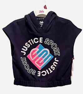 Justice Sport Girls Size Small 7-8 Black J-Sport Cut Off Hoodie Crop Top