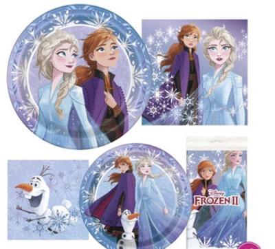 DISNEY FROZEN Deluxe Cumpleaños Fiesta Kit 8 Invitados Platos Servilletas Taza Mantel Foto 1 de 4