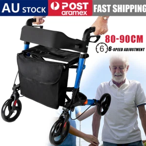 Folding Rollator Walker Aluminium Walking Frame Mobility Aid Lightweight 4Wheels - Picture 1 of 11