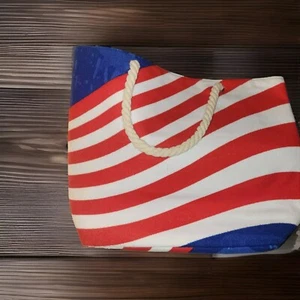 American Flag Tote W Matching Beach Towel Set Pool Beach Vacation USA Packable - Picture 1 of 17