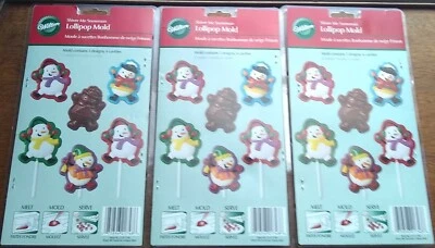  Lote de 3 moldes de piruleta muñeco de nieve Wilton Shiver Me Foto 1 de 2
