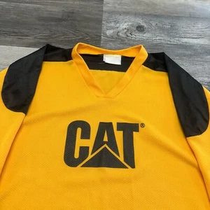 Vintage Teamwork Athletic Apparel Yellow Mens XL CAT Caterpillar Hockey Jersey - Picture 1 of 9